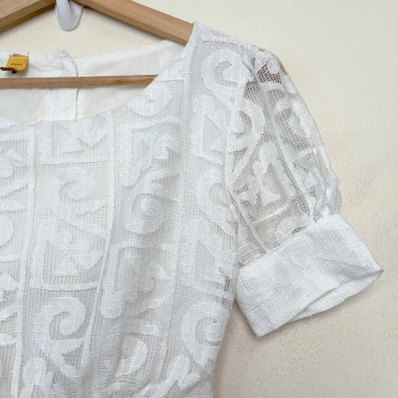 Farm Rio Womens P White Maxi Short Sleeve Lace Open Back Dress - Picture 6 of 13